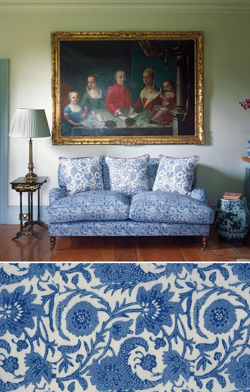 Bennison Fabrics | Songbird Wallpaper- Blue & Yellow | Monica James & Co | Miami Design District