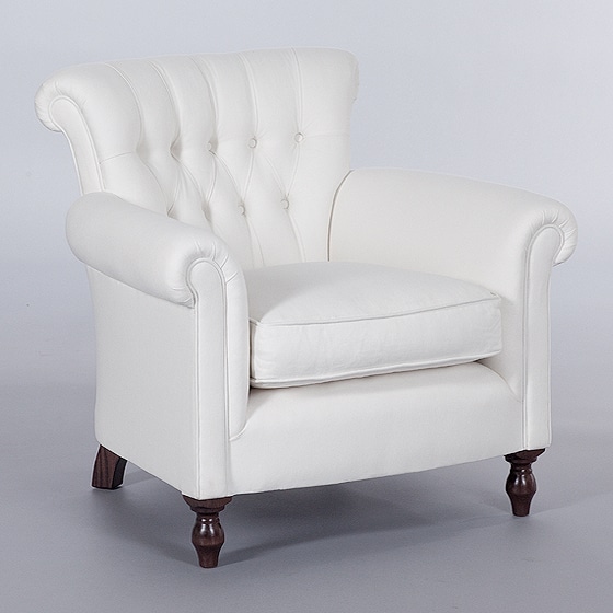 Buttoned Library Chair. Monica James & Co. Miami Design District, South Florida. Local nation wide delivery.