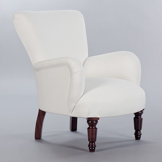 Unbuttoned Bedroom Chair. Monica James & Co. Miami Design District, South Florida. Local nation wide delivery.