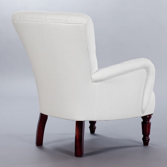 Buttoned Bedroom Chair. Monica James & Co. Miami Design District, South Florida. Local nation wide delivery.