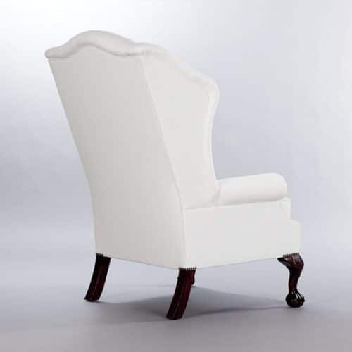 Low Scroll Arm Wing Chair (Buttoned). Monica James & Co. Miami Design District, South Florida. Local nation wide delivery.