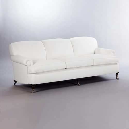 Short Scroll Arm Signature Sofa. Monica James & Co. Miami Design District, South Florida. Local nation wide delivery.