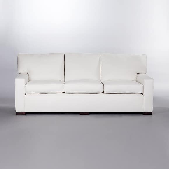 Square Arm Signature Sofa with Loose Back Cushions. Monica James & Co. Miami Design District, South Florida. Local nation wide delivery.